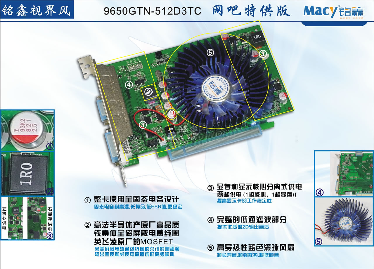 铭鑫网睿版 9650GTN-512D3TC 网睿版（原：网吧特供版）