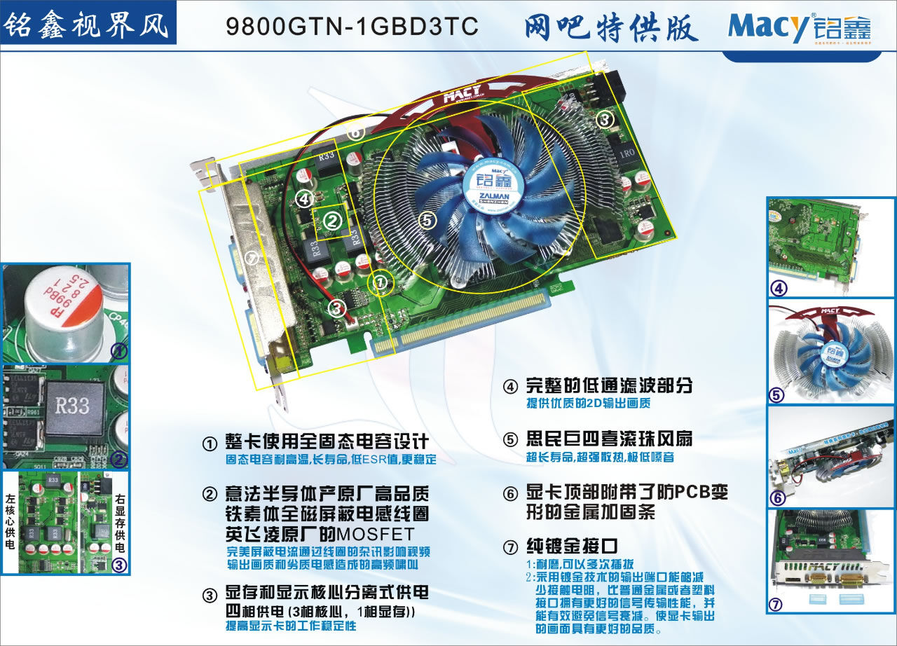 铭鑫网睿版 9800GTN-1GBD3-nb 网睿版（原：网吧特供版）
