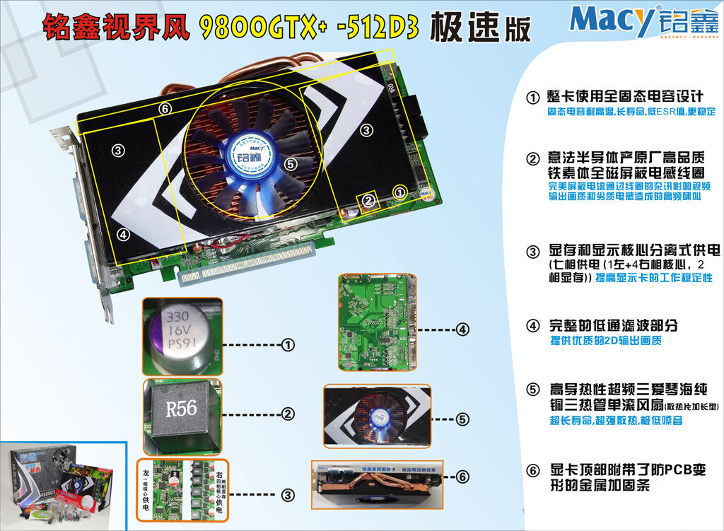 铭鑫视界风系列 9800GTX+-512D3 辉煌版
