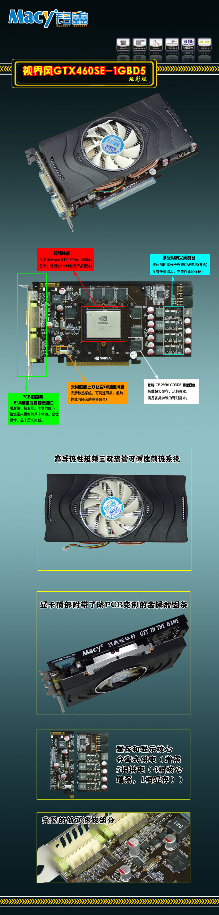 铭鑫视界风 GTX460SE-1GBD5 炫彩版